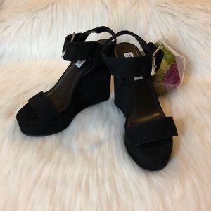 Black suede wedges